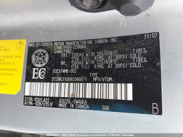 Aukcja sprzedaży 2008 Lexus Rx 350, vin: 2T2HK31U68C086671, numer aukcji: 40066974
