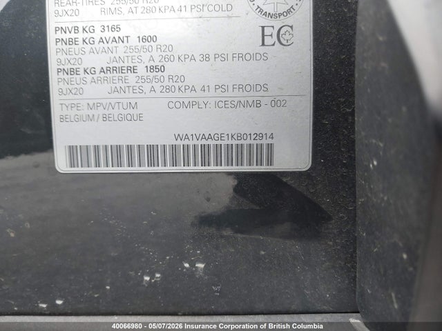 WA1VAAGE1KB012914 Audi E-tron Prestige