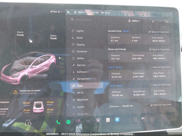 5YJ3E1EA6MF989449 Tesla MODEL 3