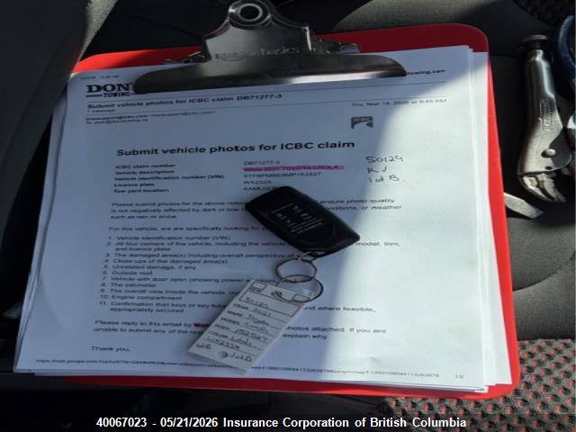40067023 :رقم المزاد ، 5YFBPMBE8MP152527 vin ، 2021 Toyota Corolla Le مزاد بيع