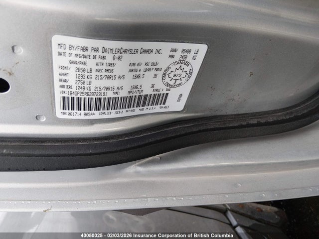 Продажа на аукционе авто 2002 Dodge Caravan Se, vin: 1B4GP25R62B723191, номер лота: 40050025