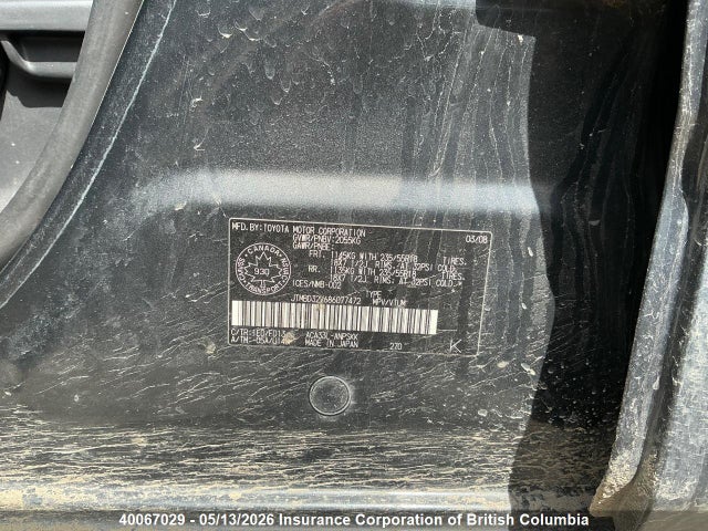 40067029 :رقم المزاد ، JTMBD32V686077472 vin ، 2008 Toyota Rav4 مزاد بيع