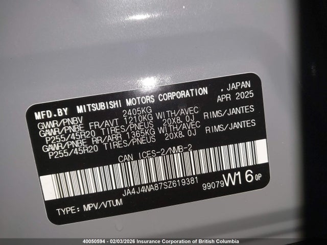 JA4J4WA87SZ619381 Mitsubishi Outlander Sel