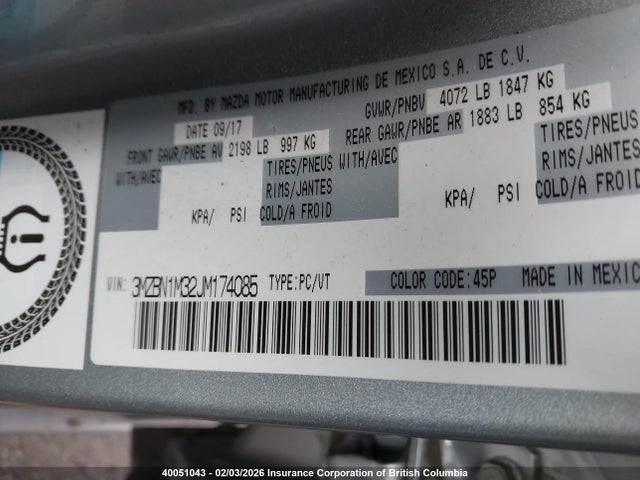 3MZBN1M32JM174085 Mazda 3 Grand Touring