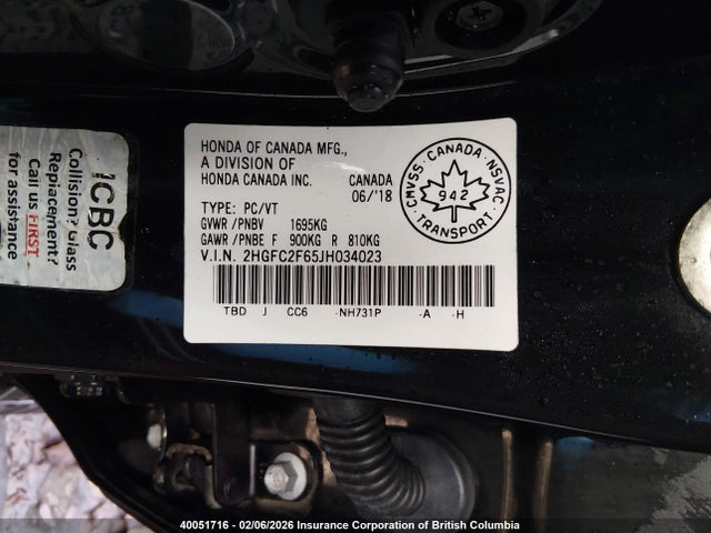 Продаж на аукціоні авто 2018 Honda Civic Lx, vin: 2HGFC2F65JH034023, номер лоту: 40051716