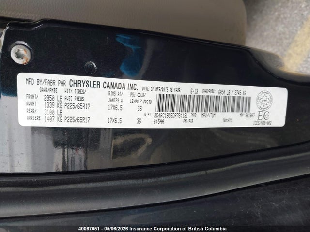 40067051 :رقم المزاد ، 2C4RC1BG5DR764131 vin ، 2013 Chrysler Town & Country Touring مزاد بيع