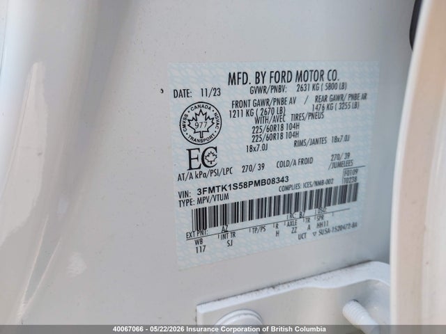3FMTK1S58PMB08343 Ford Mustang Mach-e Select