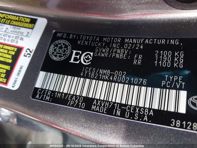 Продаж на аукціоні авто 2024 Toyota Camry Xle/se, vin: 4T1B21HK4RU021076, номер лоту: 40054242