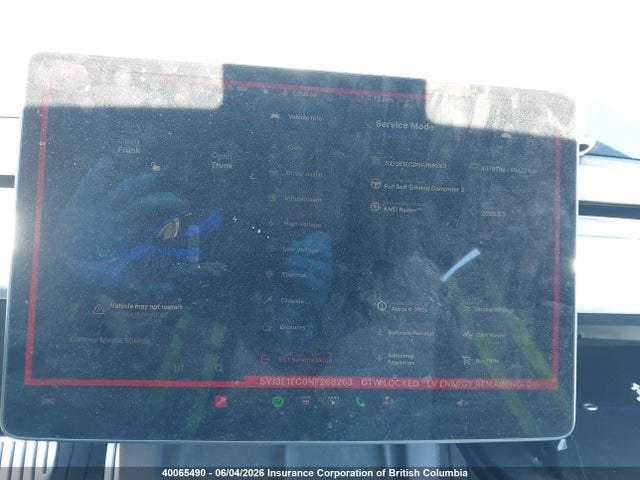 40065490 :رقم المزاد ، 5YJ3E1EC0NF266263 vin ، 2022 Tesla Model 3 مزاد بيع