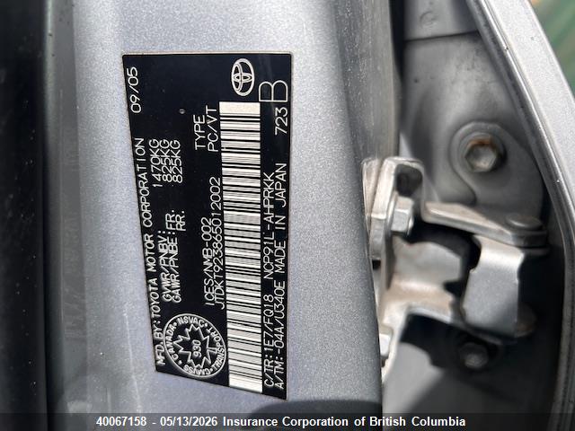 40067158 :رقم المزاد ، JTDKT923865012002 vin ، 2006 Toyota Yaris مزاد بيع