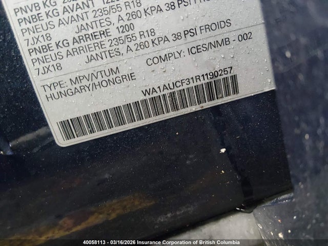 WA1AUCF31R1190257 Audi Q3 Premium 40