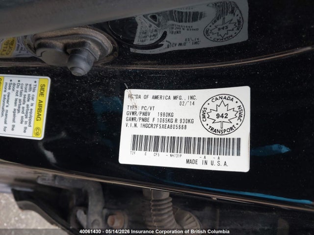 Продажа на аукционе авто 2014 Honda Accord Sport, vin: 1HGCR2F5XEA805668, номер лота: 40061430