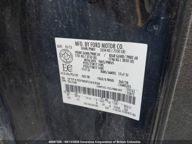 Aukcja sprzedaży 2013 Ford F150, vin: 1FTFX1EF8DFC01334, numer aukcji: 40067208
