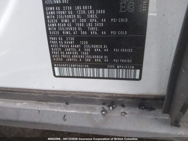 2021 Volkswagen Id.4 Pro S მანქანა იყიდება აუქციონზე, vin: WVGUNPE28MP060106, აუქციონის ნომერი: 40062086