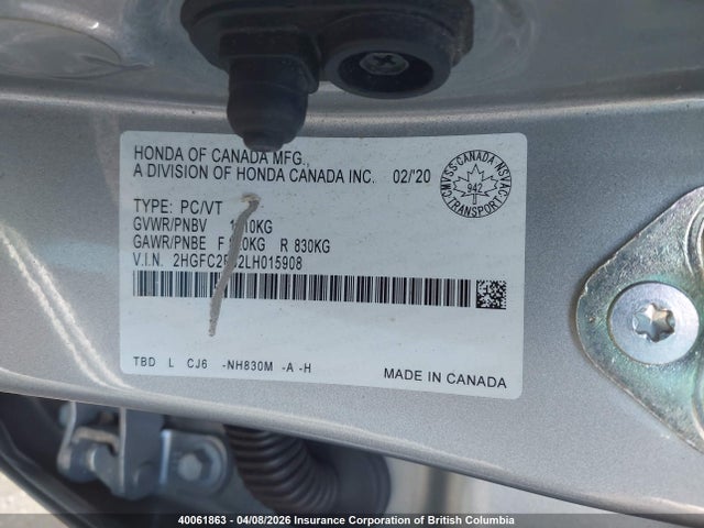 Продаж на аукціоні авто 2020 Honda Civic Lx, vin: 2HGFC2F52LH015908, номер лоту: 40061863