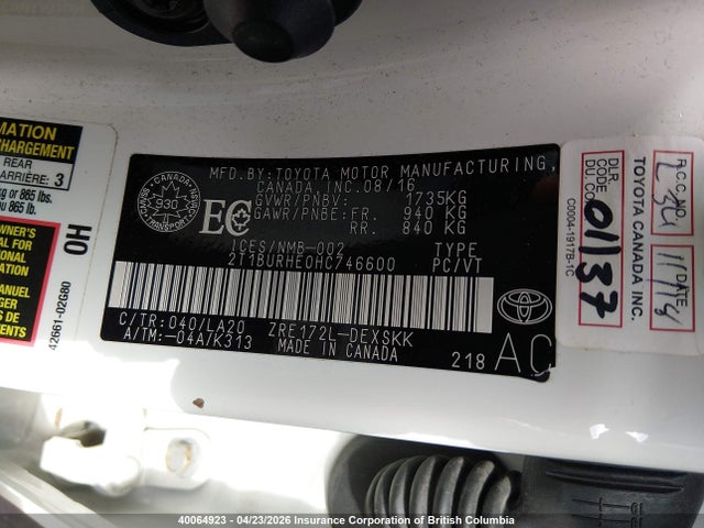 2T1BURHE0HC746600 Toyota Corolla L/le/xle/se/xse