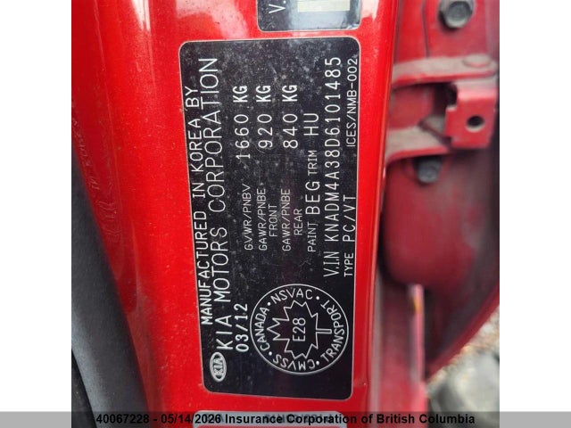 Aukcja sprzedaży 2013 Kia Rio, vin: KNADM4A38D6101485, numer aukcji: 40067228