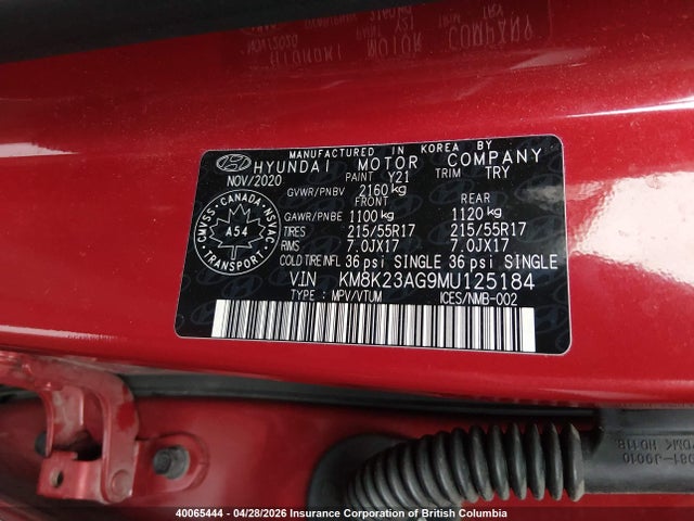 KM8K23AG9MU125184 Hyundai Kona Sel