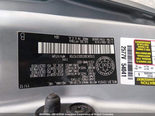 40059304 :رقم المزاد ، 5TDZK3DC5DS315709 vin ، 2013 Toyota Sienna V6 7 Passenger مزاد بيع