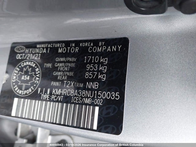 Aukcja sprzedaży 2022 Hyundai Venue Sel/limited, vin: KMHRC8A38NU150035, numer aukcji: 40055943