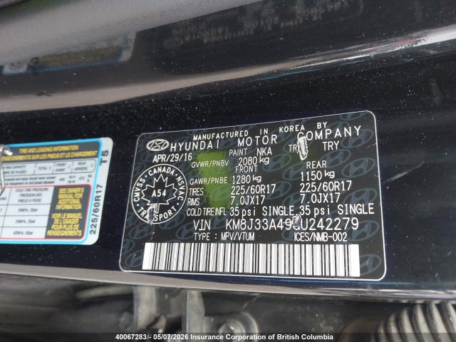Продаж на аукціоні авто 2016 Hyundai Tucson Premium, vin: KM8J33A49GU242279, номер лоту: 40067283