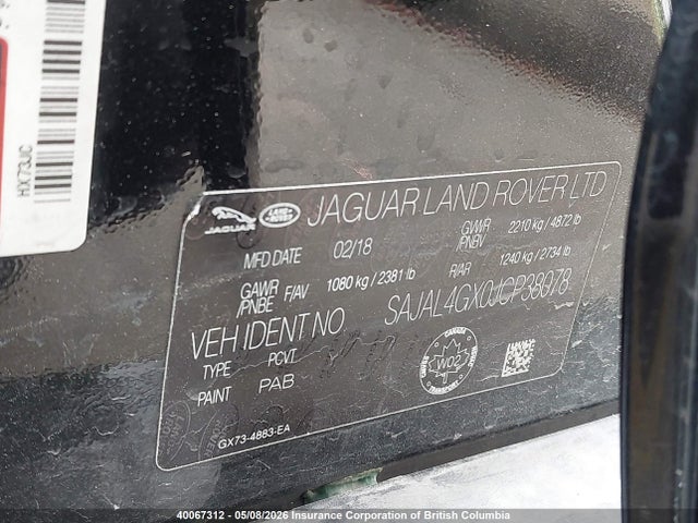 Продаж на аукціоні авто 2018 Jaguar Xe, vin: SAJAL4GX0JCP38078, номер лоту: 40067312