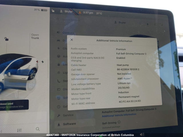 7SAYGDEE5NF402134 Tesla Model Y
