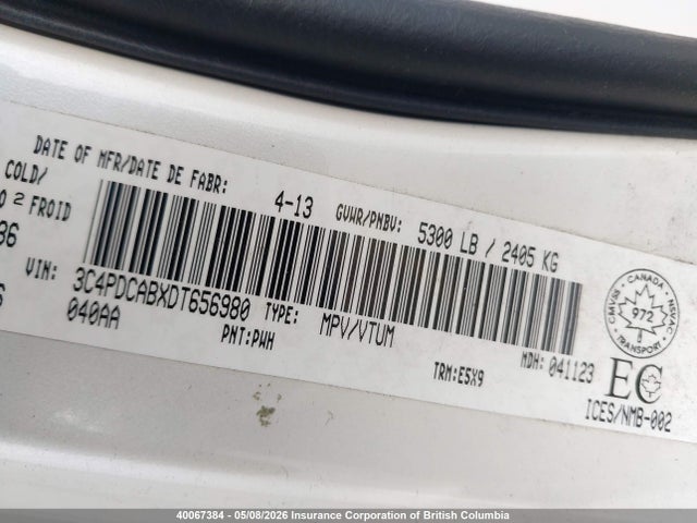 Продаж на аукціоні авто 2013 Dodge Journey Se, vin: 3C4PDCABXDT656980, номер лоту: 40067384