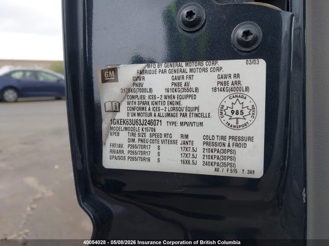 Aukcja sprzedaży 2003 Gmc Yukon Denali Denali, vin: 1GKEK63U63J246071, numer aukcji: 40054028