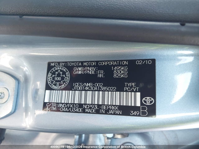 Продаж на аукціоні авто 2010 Toyota Yaris, vin: JTDBT4K30A1385022, номер лоту: 40056779