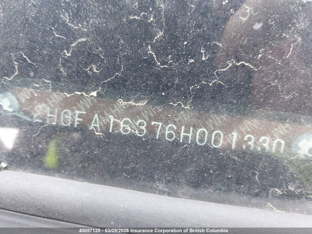 40057125 :رقم المزاد ، 2HGFA16376H001330 vin ، 2006 Honda Civic Dx Vp مزاد بيع