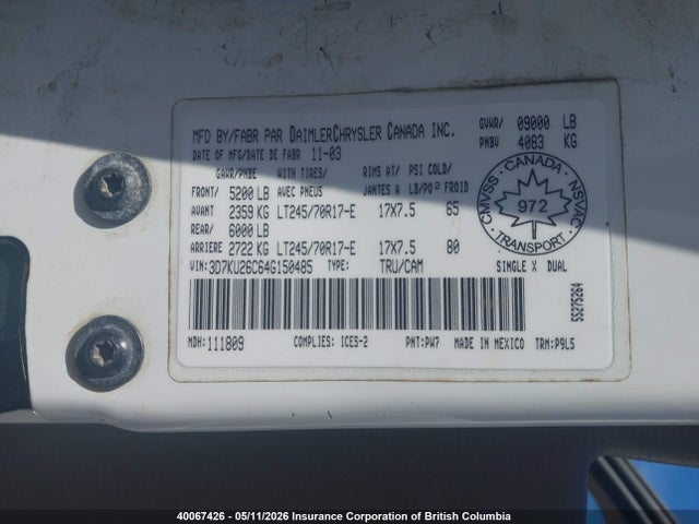 Продаж на аукціоні авто 2004 Dodge Ram 2500 St/slt, vin: 3D7KU26C64G150485, номер лоту: 40067426