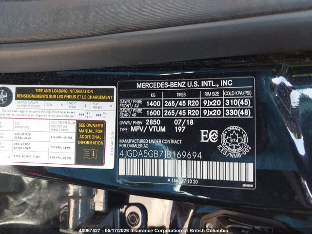 4JGDA5GB7JB169694 Mercedes-Benz Gle 400 4matic