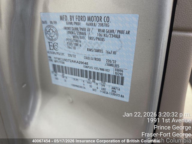 Продаж на аукціоні авто 2010 Ford Escape Xlt, vin: 1FMCU9D72AKA29045, номер лоту: 40067454