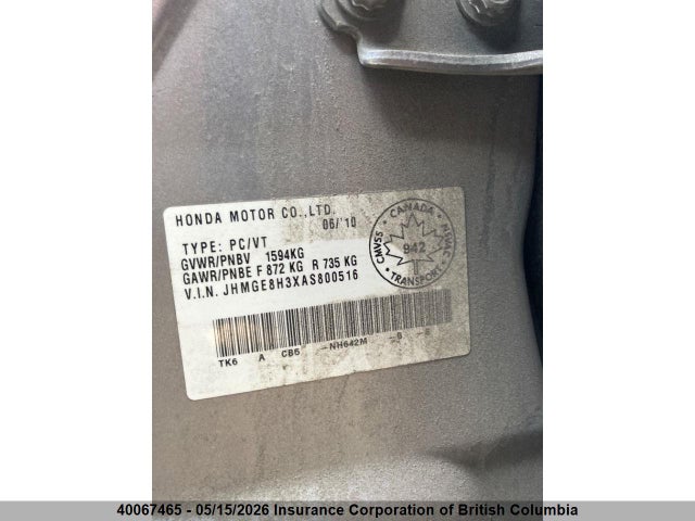 Aukcja sprzedaży 2010 Honda Fit, vin: JHMGE8H3XAS800516, numer aukcji: 40067465