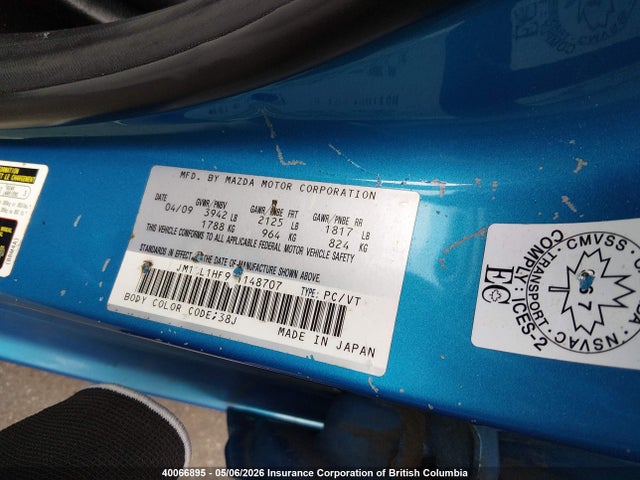 Aukcja sprzedaży 2010 Mazda 3 I, vin: JM1BL1HF9A1148707, numer aukcji: 40066895