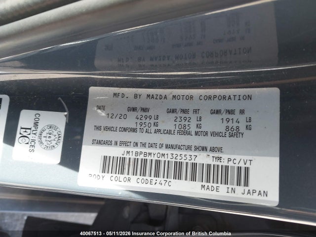 JM1BPBMY0M1325537 Mazda 3 Premium