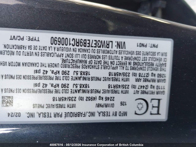 Tesla MODEL 3 2024 LRW3E7EB9RC100690 Image 9