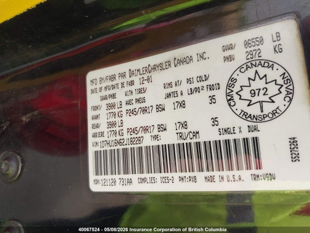 Aukcja sprzedaży 2002 Dodge Ram 1500, vin: 1D7HU16N62J182287, numer aukcji: 40067524