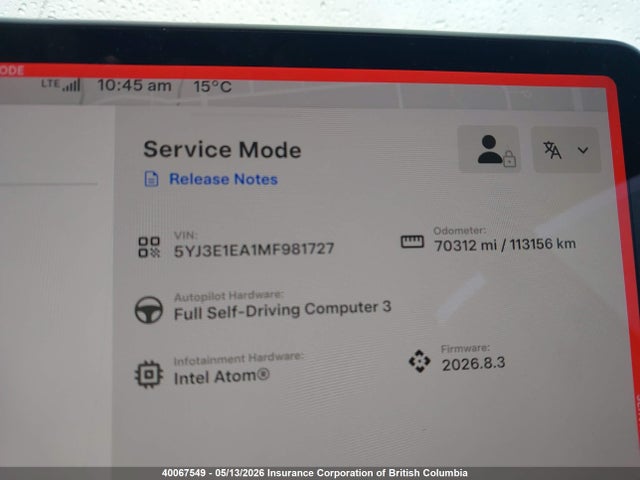 5YJ3E1EA1MF981727 Tesla MODEL 3