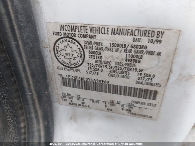 Aukcja sprzedaży 2000 Ford F450 Super Duty, vin: 1FDXF46F5YEA98968, numer aukcji: 40067561