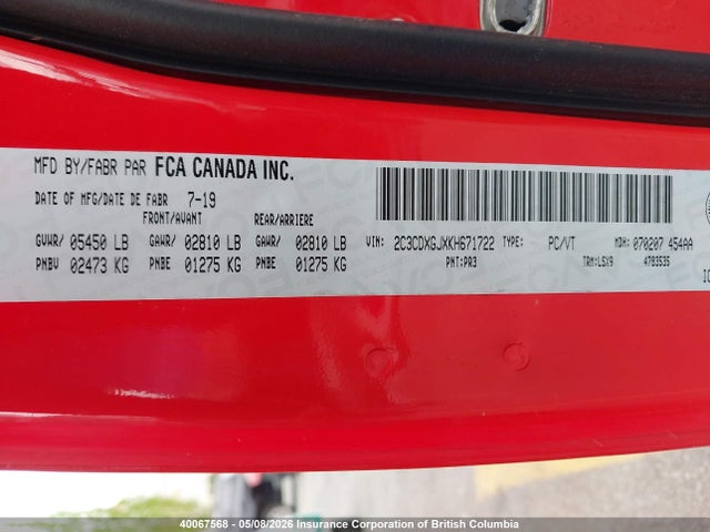 Aukcja sprzedaży 2019 Dodge Charger Scat Pack, vin: 2C3CDXGJXKH671722, numer aukcji: 40067568