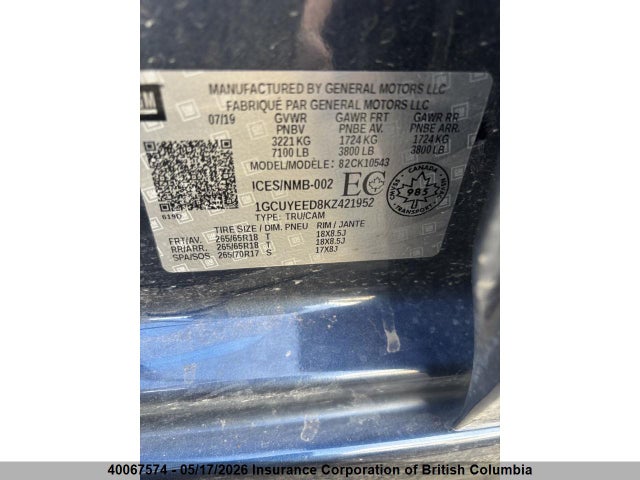 1GCUYEED8KZ421952 Chevrolet Silverado K1500 Rst