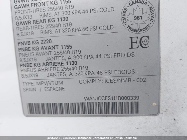 WA1JCCFS1HR008339 Audi Q3