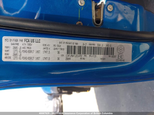 Aukcja sprzedaży 2018 Jeep Cherokee Trailhawk, vin: 1C4PJMBX7JD514757, numer aukcji: 40067625