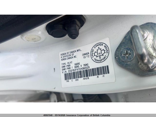 Aukcja sprzedaży 2012 Honda Civic, vin: 2HGFB2F47CH060529, numer aukcji: 40067640