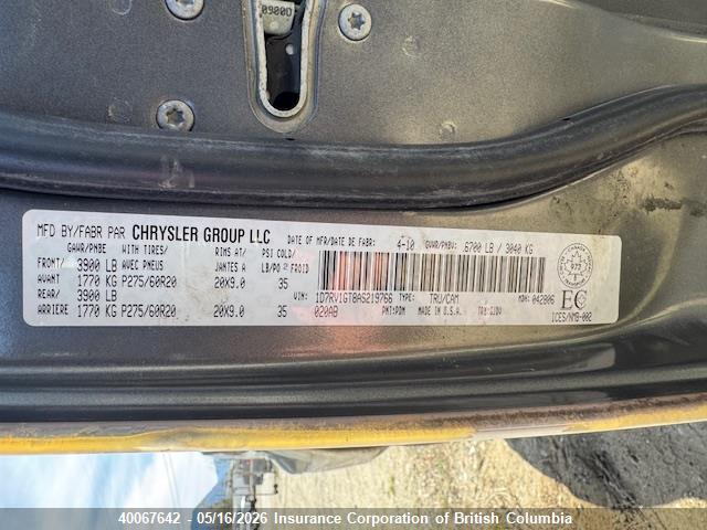 Продажа на аукционе авто 2010 Dodge Ram 1500, vin: 1D7RV1GT8AS219766, номер лота: 40067642