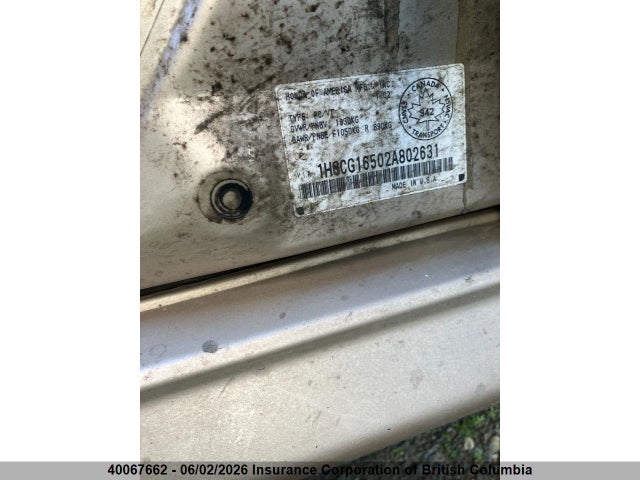 40067662 :رقم المزاد ، 1HGCG16502A802631 vin ، 2002 Honda Accord Ex مزاد بيع