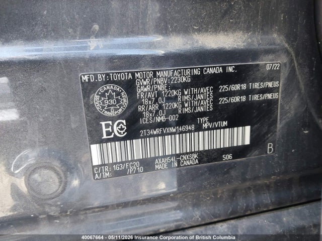 Продаж на аукціоні авто 2022 Toyota Rav4, vin: 2T34WRFVXNW146948, номер лоту: 40067664
