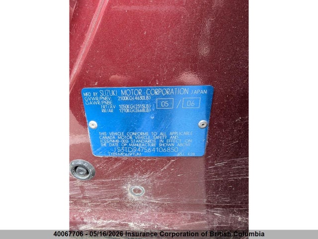 Aukcja sprzedaży 2006 Suzuki Grand Vitara Luxury, vin: JS3TD947564106850, numer aukcji: 40067706